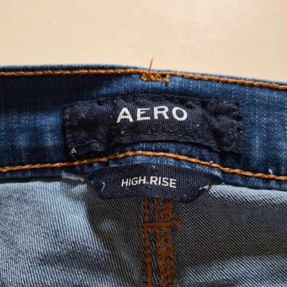 Aero High Rise Womens Size 6 Ripped Distressed Blue Jeans Regular - Picture 6 of 13